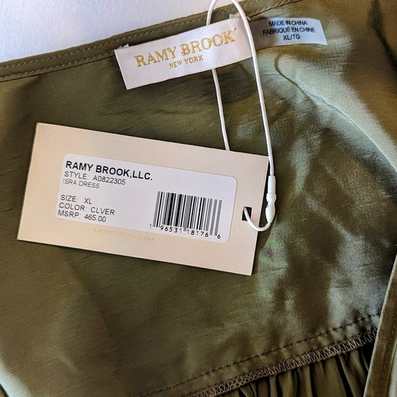 Ramy Brook Isra Mini Dress Sleeveless Deep V Neck Crochet Detail Clover XL NWT - Picture 13 of 16